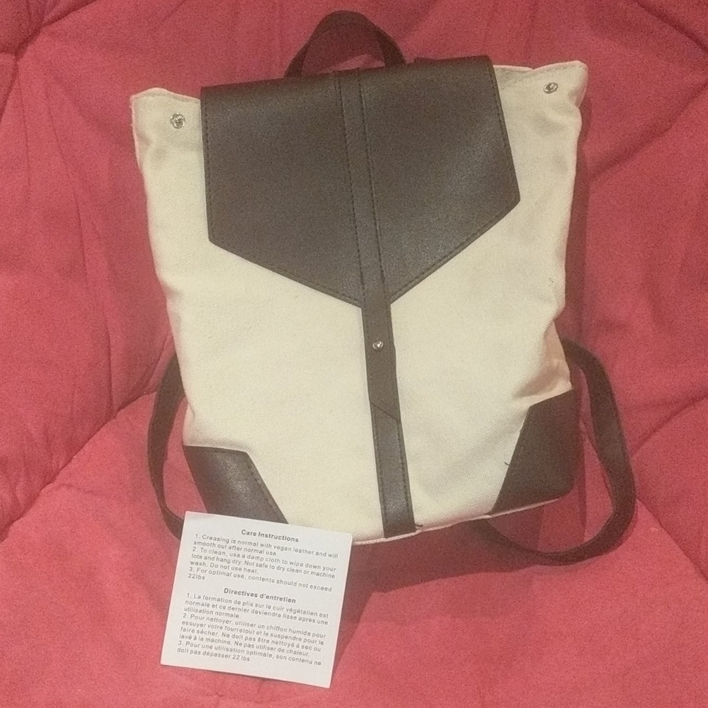 Faux leather canvas backpack